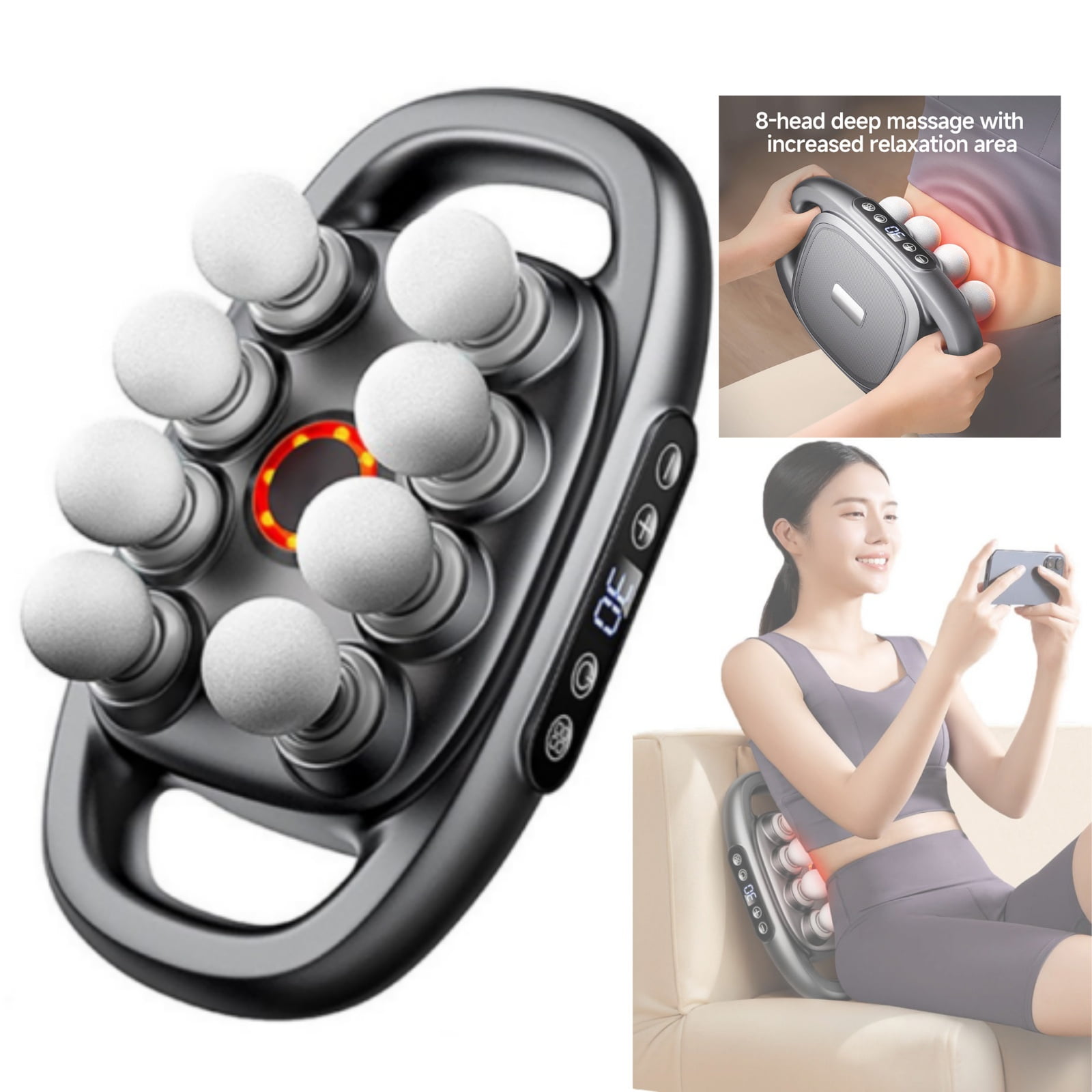 LANBB Rechargeable Massage Gun with 8/16 Head Options – Deep Tissue Massager for Muscle Relief, Massage Tool, Ergonomic & Portable, Gift for Men & Women