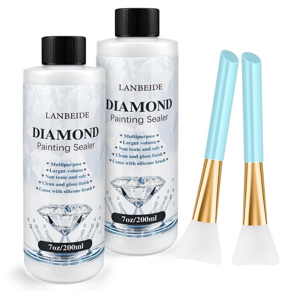 LANBEIDE 2 Pack 400ML Diamond Painting Sealer 5D Art Glue Clear Permanent Hold Shine Effect