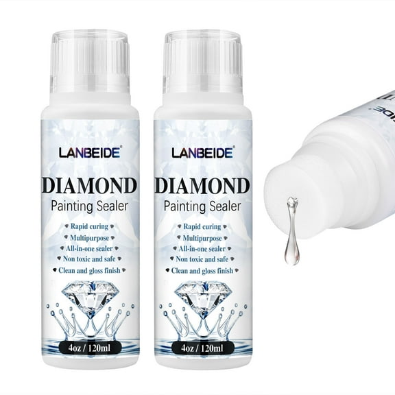 LANBEIDE 2 Pack 240ML Diamond Painting Sealer, 5D Art Glue Permanent Hold & Shine Effect, Clear