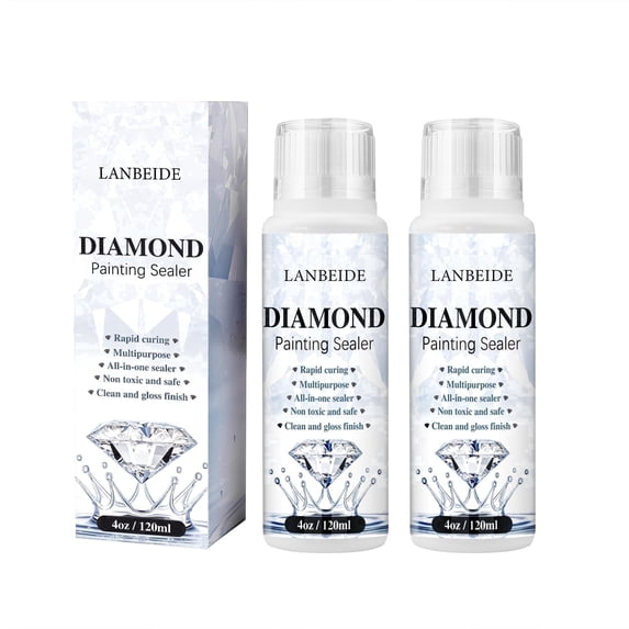 LANBEIDE 2 Pack 240ML Diamond Painting Sealer, 5D Art Glue Permanent Hold & Shine Effect, Clear