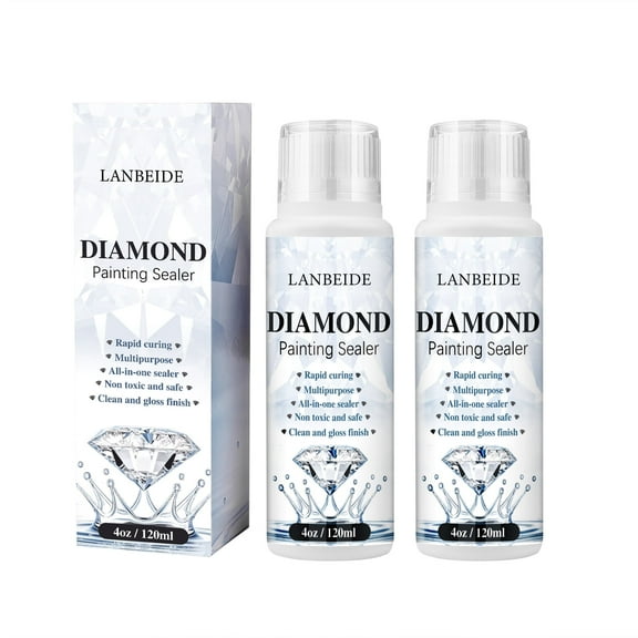 LANBEIDE 2 Pack 240ML Diamond Painting Sealer, 5D Art Glue Permanent Hold & Shine Effect, Clear