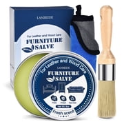 LANBEIDE Furniture Salve 8oz   Leather & Wood Conditioner with Brush & Towel