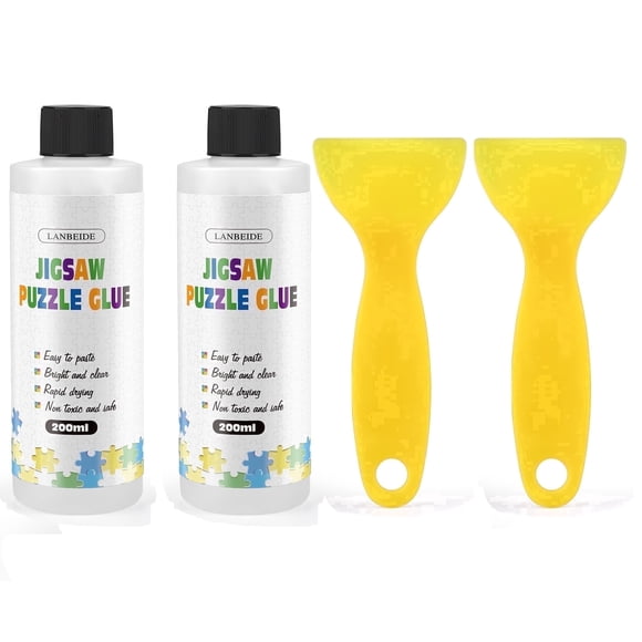 LANBEIDE Jigsaw Puzzle Glue Clear with Applicator 400ML 2pack