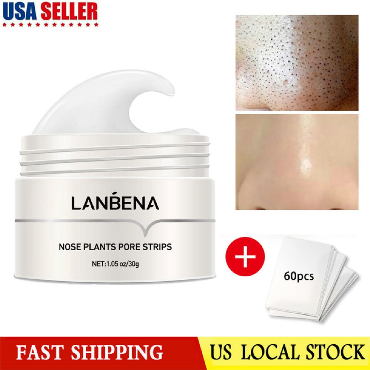 LANBENA Aloe BlackHeads Remover Nose Strips from Oily Acne Face Peel Off Face Mask for