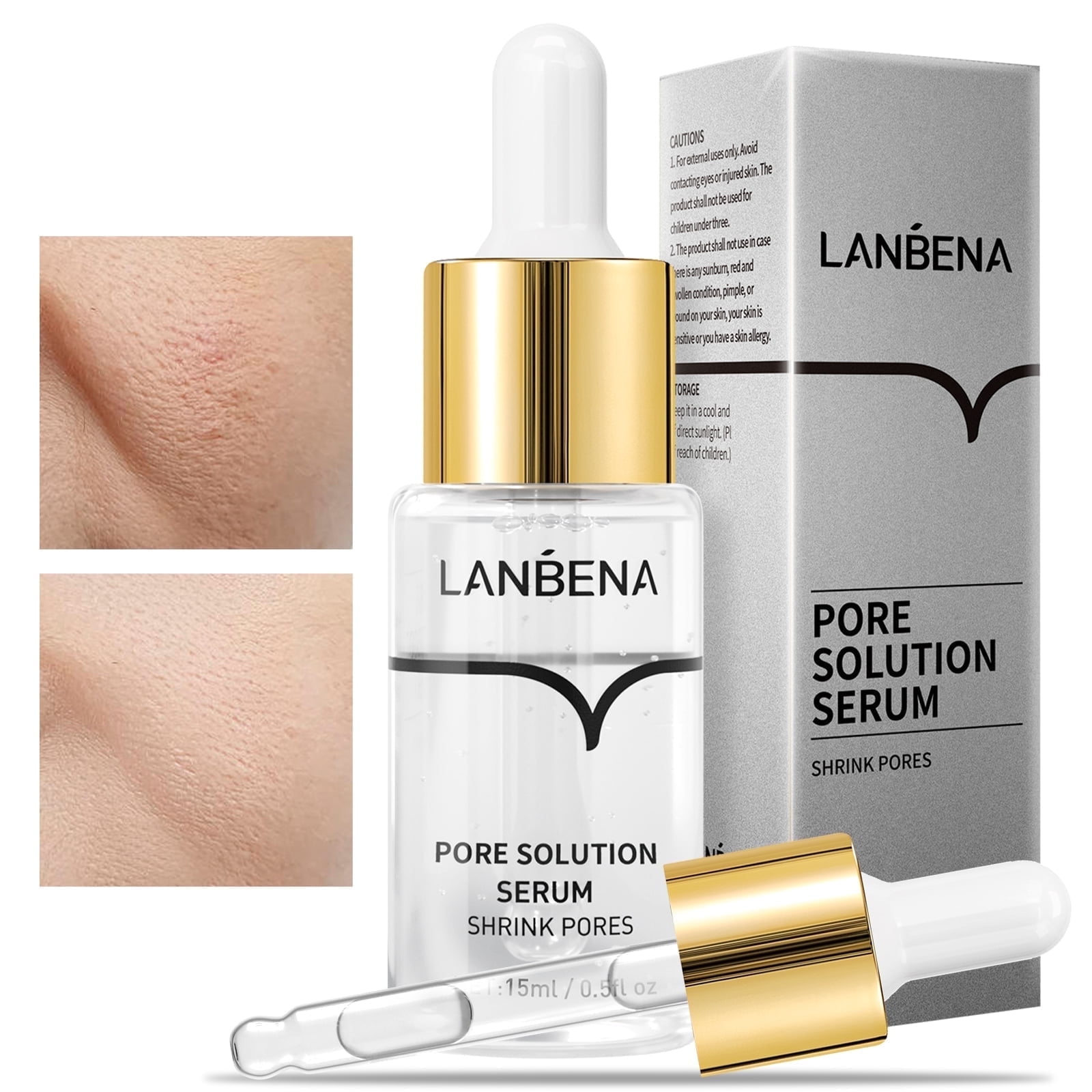 LANBENA Pore Minimizer Serum, Pore Minimizer & Reducer for Face, Minimizing, Shrinking, Oil Control Firming, Tightening Pores, 100% Vegan Pore Moisture after Blackhead Remover, 0.5 fl.oz