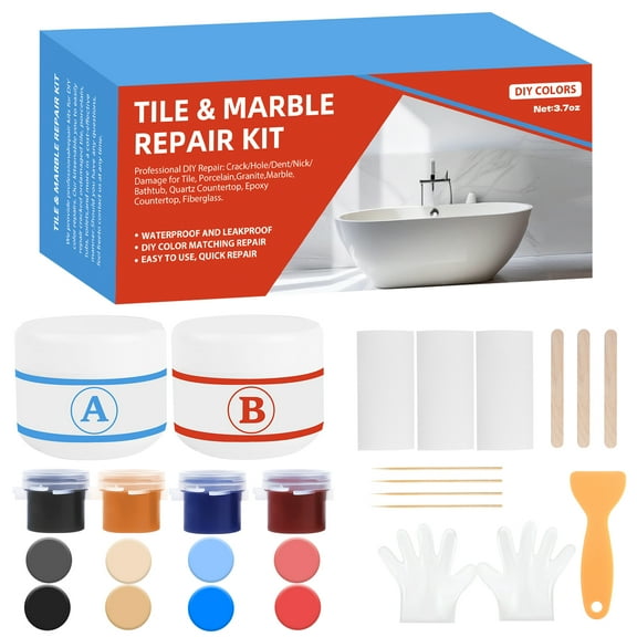 LANBOKIT Tile & Fiberglass Tub Repair Kit (Color Matching), Granite and Marble Repair Kit, Fix Cracks, Chips, Holes, Scratches on Tiles, Marble, Quartz, Acrylic, Resin, Granite & Countertops