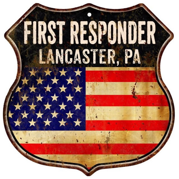 LANCASTER, PA First Responder USA 12x12 Metal Sign Fire Police 211110022620