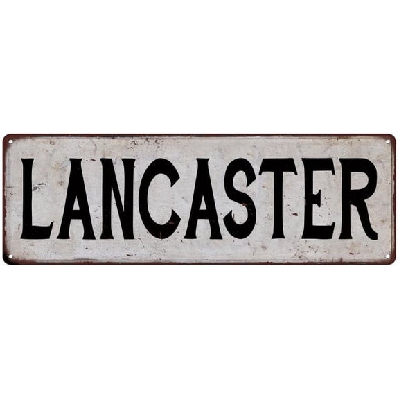 LANCASTER Vintage Look Rustic Metal 8x24 Sign City State 108240041239