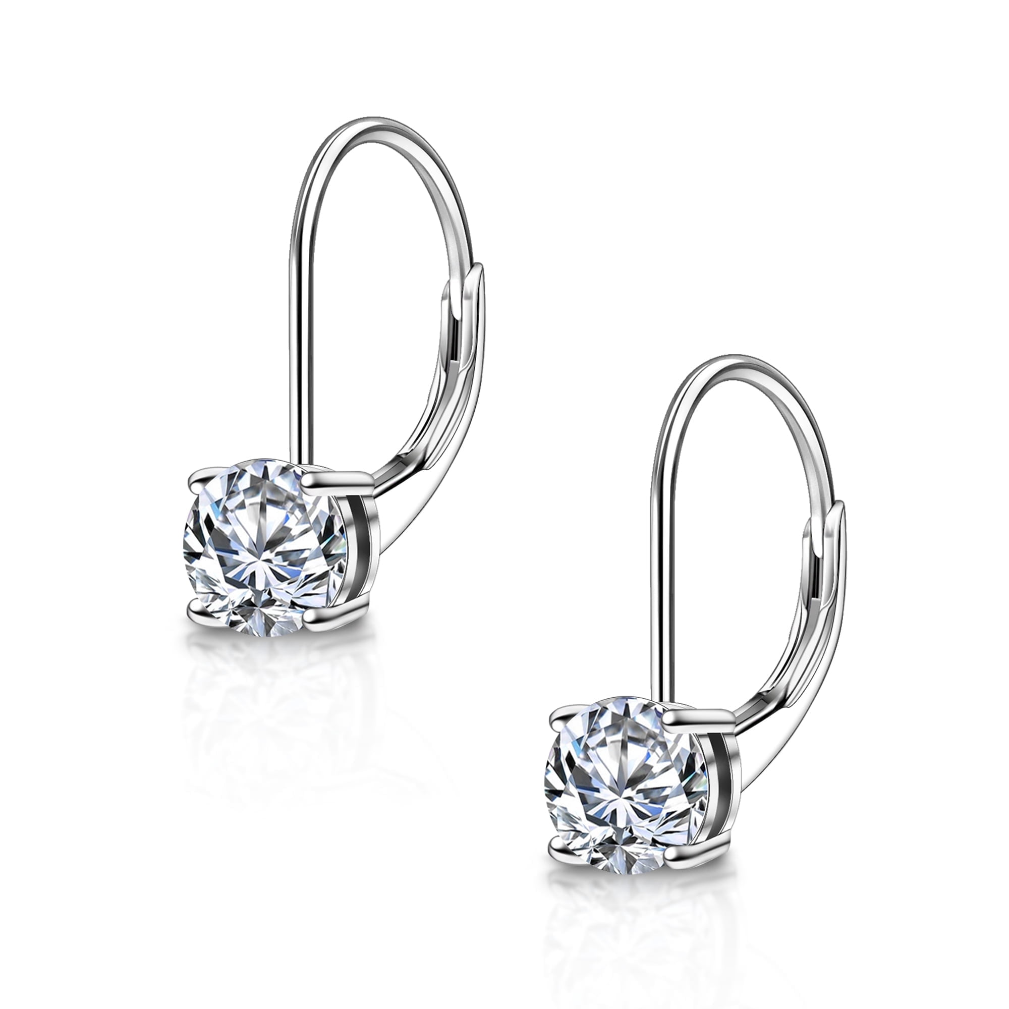 LANCHARMED 925 Sterling Silver Earring,0.5ct-1ct D Color White Gold Plated Stud Moissanite Earrings for Mother Birthday Day Gifts for Her Women