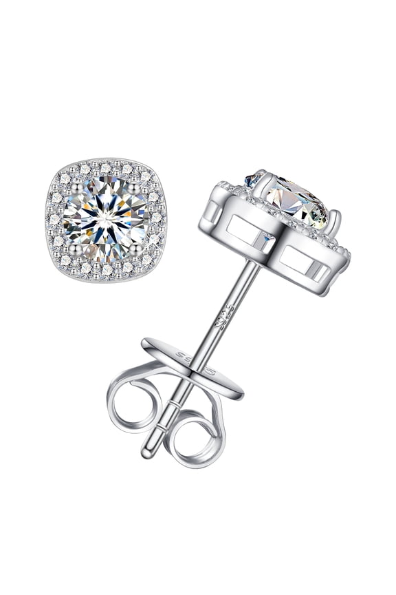 Moissanite Hypoallergenic Studs Earrings 925 Sterling Silver White Gold Plated 0.5-1 Carat Lab Created Diamond Earrings for Women Men Jewelry Gifts