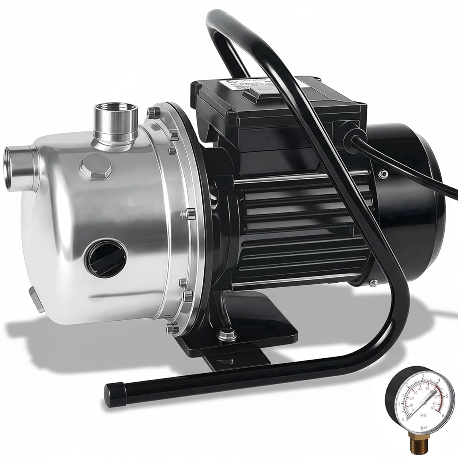 LANCHEZ 1.2 HP Stainless Steel Shallow Well Pump 115V 2100 GPH Water Booster Jet Pump