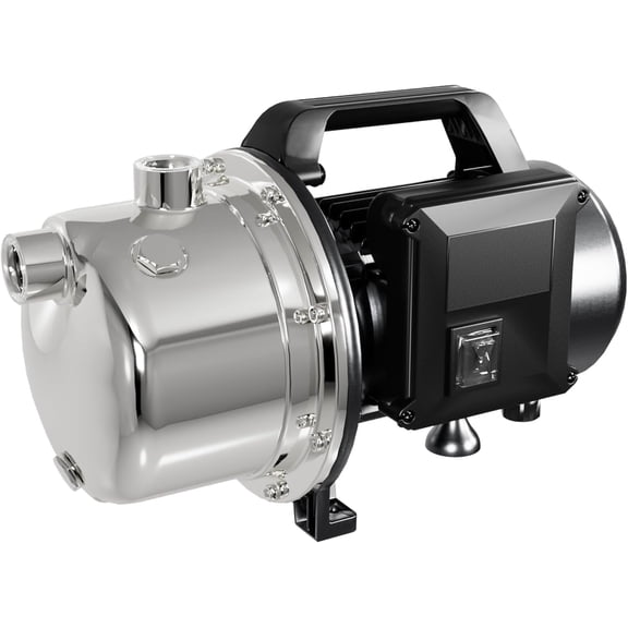 LANCHEZ 1 HP Portable Shallow Well Garden Pump, 1294 GPH Stainless Steel Sprinkler Pump, 115V Water Transfer Draining Irrigation for Lawn