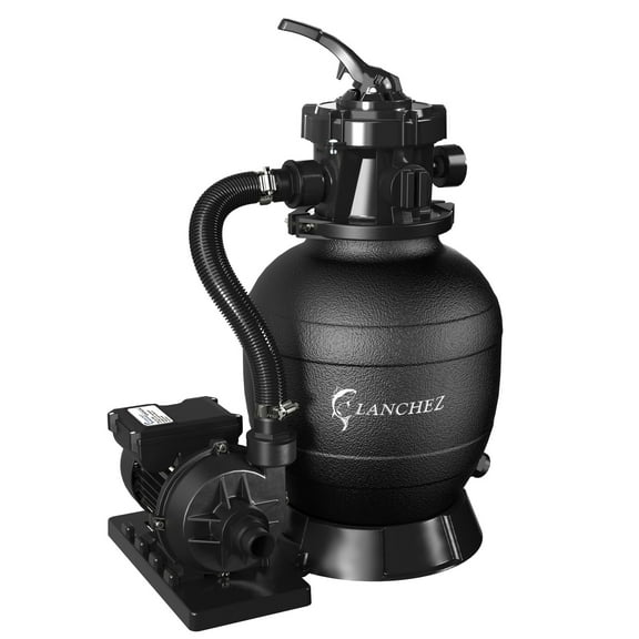 LANCHEZ 12in Sand Filter Pump for Above Ground Pool, 1/3HP, Max 2400GPH for Pools Up to 7000GAL, 6-Way Valve Pool Sand Filter System, Enhanced Circulation for Crystal-Clear Pool