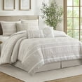 thumbnail image 1 of LANCO MODERN LIFESTYLE 7 Piece California King Comforter Set, Beige, Elegant Jacquard with Patchwork, Stylish and Cozy Bedding Collection, Premium Bedding Set with Bedskirt, Shams and Pillows, 1 of 7