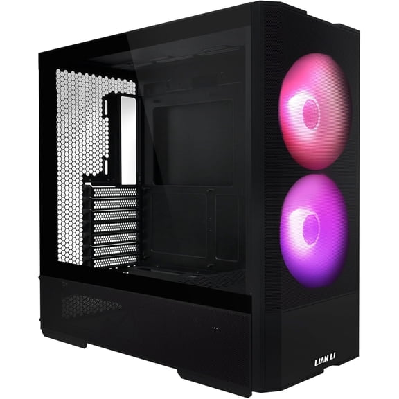 LANCOOL 207 Compact ATX RGB Gaming Computer Case, Airflow Optimized Mesh Panels Tower Chass w/ 2x140mm ARGB,2x120mm PWM Fans Pre-Installed, USB Type-C Port, Tempered Glass Side Panel (Black)