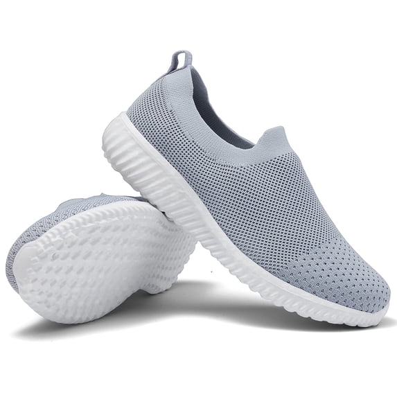 LANCROP Women Knit Slip On Sneakers, Breathable Lightweight Non-Slip Cushioned Walking Shoes, Casual Athletic Shoes for Hiking Running Daily Wear