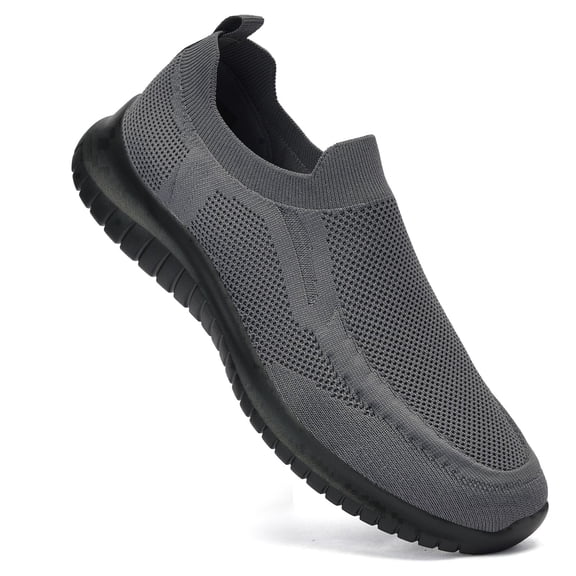 LANCROP Men's Slip On Walking Shoes No Lace Breathable Mesh Sneakers Casual Work Shoes for Daily Wear