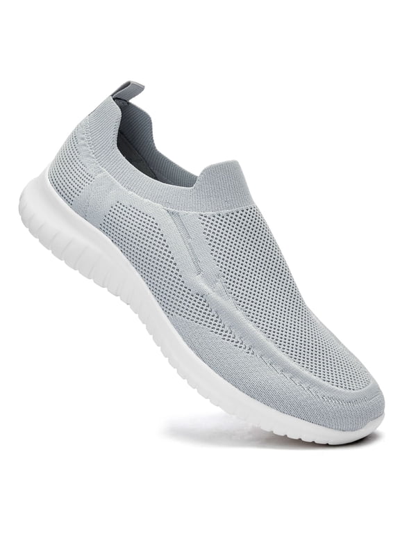 Men's Slip On Walking Shoes No Lace Breathable Mesh Sneakers Casual Work Shoes for Daily Wear