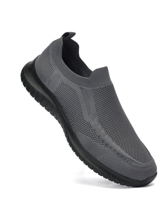 Men's Slip On Walking Shoes No Lace Breathable Mesh Sneakers Casual Work Shoes for Daily Wear