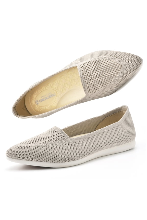 Women's Knit Pointed Toe Ballet Flats,Dressy Flats for Women Office,Breathable Mesh Woven Loafers for Walking