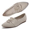 thumbnail image 1 of LANCROP Women's Pointed Toe Mesh Ballet Flats Low Heel Wedding Flats Shoes With Bow, 1 of 9
