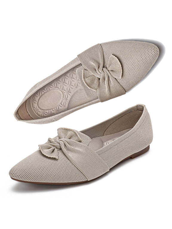 Women's Pointed Toe Mesh Ballet Flats Low Heel Wedding Flats Shoes with Bow