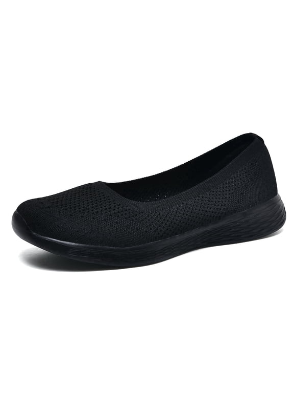 Women's Knit Ballet Flats, Lightweight Slip on Walking Shoes for Work Office Daily Wear