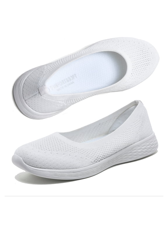 Women's Knit Ballet Flats, Lightweight Slip on Walking Shoes for Work Office Daily Wear