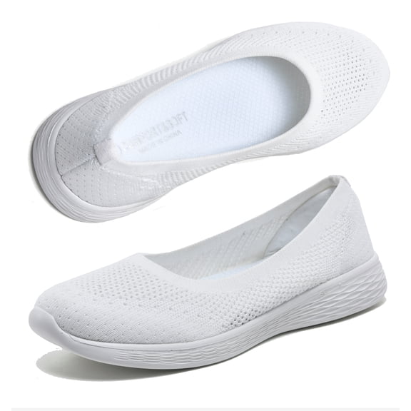 LANCROP Women's Knit Ballet Flats, Lightweight Slip on Walking Shoes for Work Office Daily Wear
