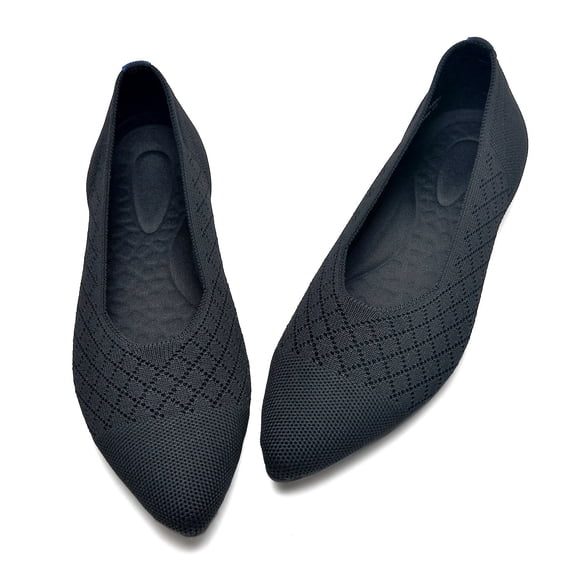 LANCROP Women's Pointed Toe Mesh Ballet Flats Slip-On Low Wedge Dress Shoes