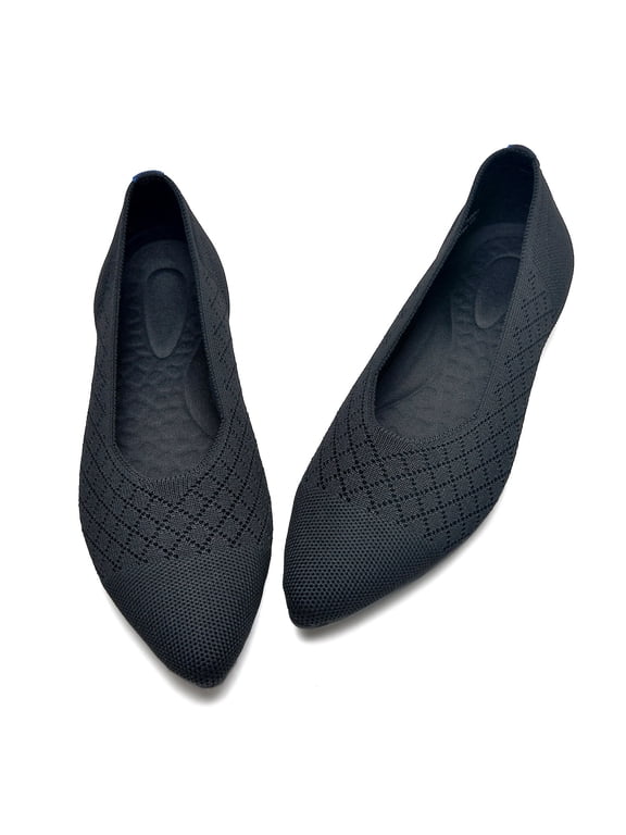 Women's Pointed Toe Mesh Ballet Flats Slip-On Low Wedge Dress Shoes