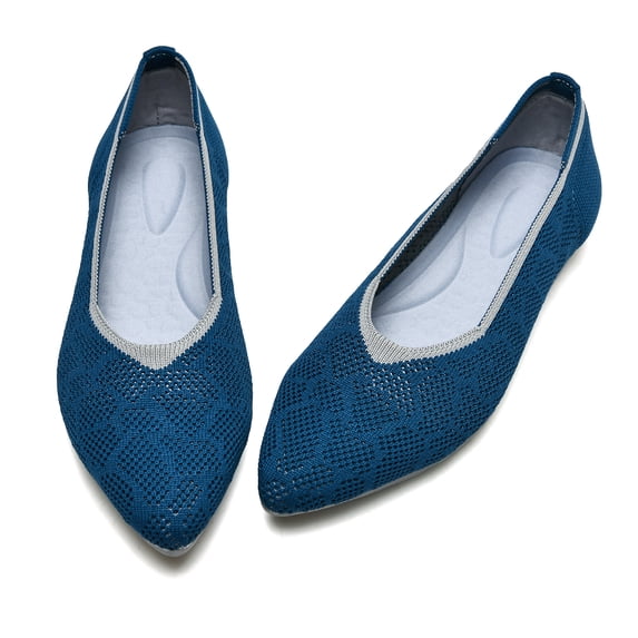 LANCROP Women's Slip-On Knit Ballet Flats, Flexible Breathable Casual Dress Shoes
