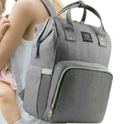 LAND Baby Diaper Backpack, Multifunction Waterproof Travel Nappy Changing Bag Mommy Gray Color