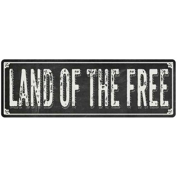 LAND OF THE FREE Shabby Chic Black Chalkboard Metal Sign 8x24 Decor 108240050073