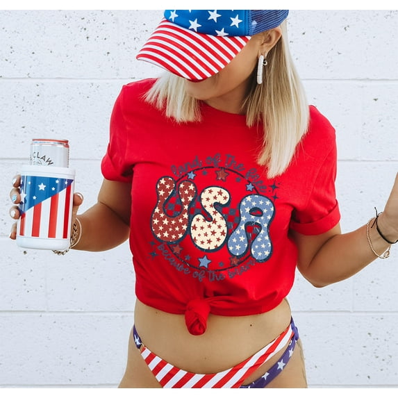 LAND OF THE FREE USA Graphic Short sleeve T-Shirt