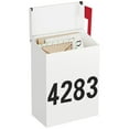 thumbnail image 1 of Wall-Mount Mailbox with One Flag Kit and Three Sets of 0-9 Mailbox Number Stickers, Mailboxes for Outside, Galvanized Steel Rust-Proof Metal Post Box, 7.1"x3.9"x10.24", Textured White AMB05W, 1 of 9