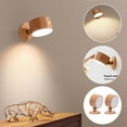 thumbnail image 1 of LANDGOO 2PCS 360° Wall Sconce LED Magnetic Night Light Touch Switch White Ash Wood Bedside Lamp, 1 of 11