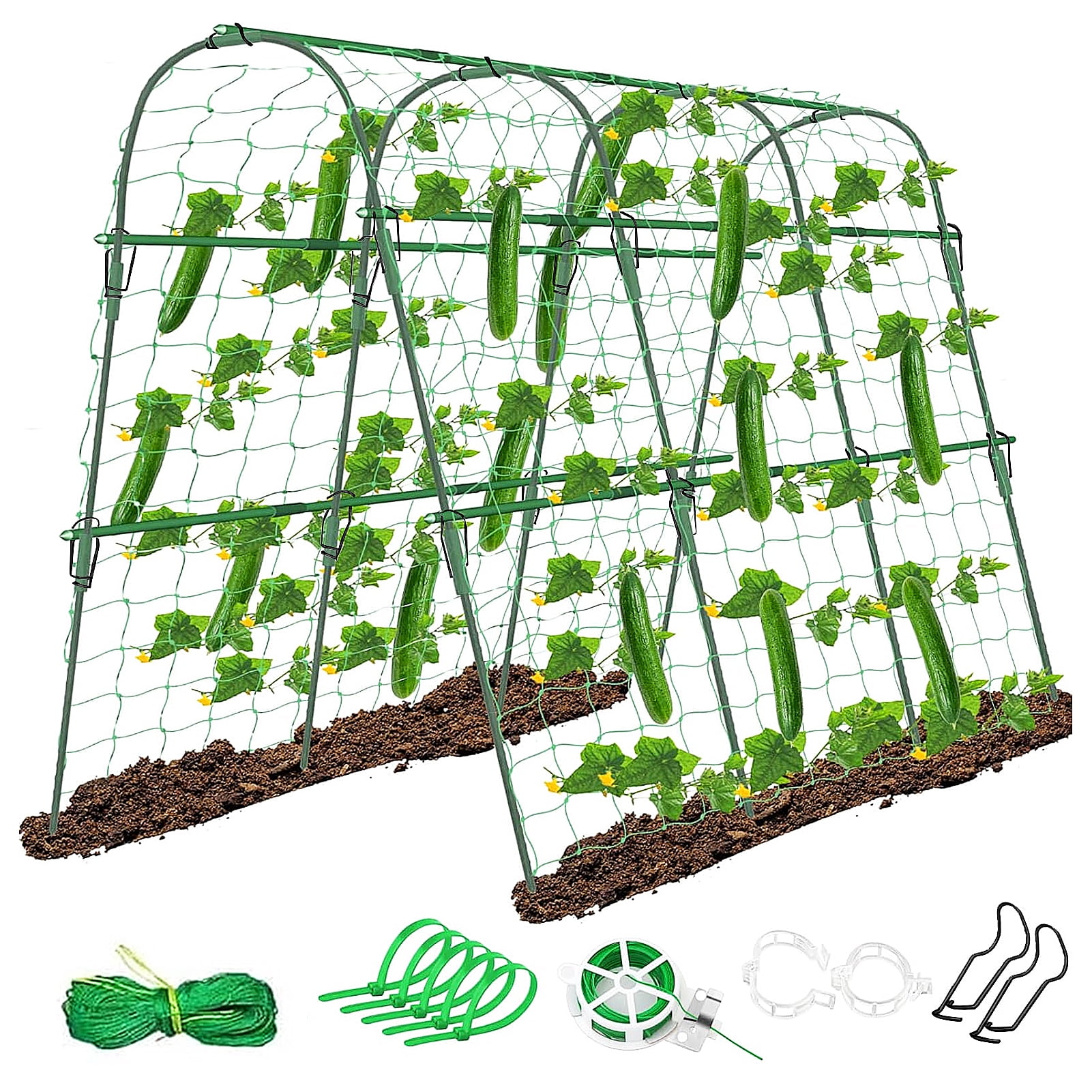 LANDLIT Cucumber Trellis for Raised Bed, 63x63x45 Inch U-Shape Garden Trellis for Climbing Plants & Vegetables | Metal Arch Vegetables Trellis, Plant Support for Grape Vine Squash Peas Flower