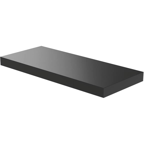 LANDMOK 12.7 Inch Deep Floating Shelf, 24 x12 Inch Large Wall Mounted Shelf for Kitchen, Bathroom, Living Room, Black (1 Pack)