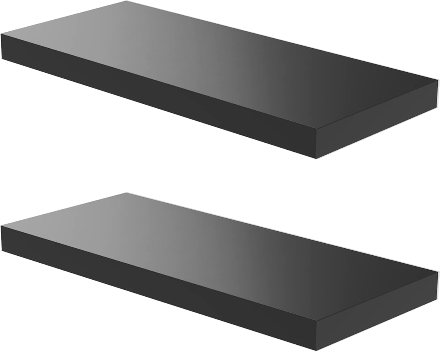 LANDMOK 12.7 Inch Deep Floating Shelf, 30 x12 Inch Large Wall Mounted Shelf for Kitchen, Bathroom, Living Room, Black (2 Pack)