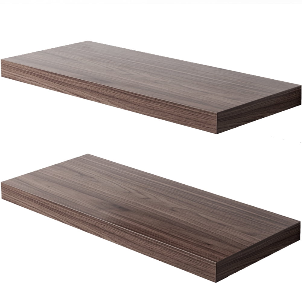 LANDMOK 12.7 Inch Deep Floating Shelf, 30 x12 Inch Large Wall Mounted Shelf for Kitchen, Bathroom, Living Room, Walnut (2 Pack)