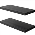 thumbnail image 1 of LANDMOK 12.7 Inch Deep Floating Shelf, 36 x12 Inch Large Wall Mounted Shelf for Kitchen, Bathroom, Living Room, Black Wood (2 Pack), 1 of 8