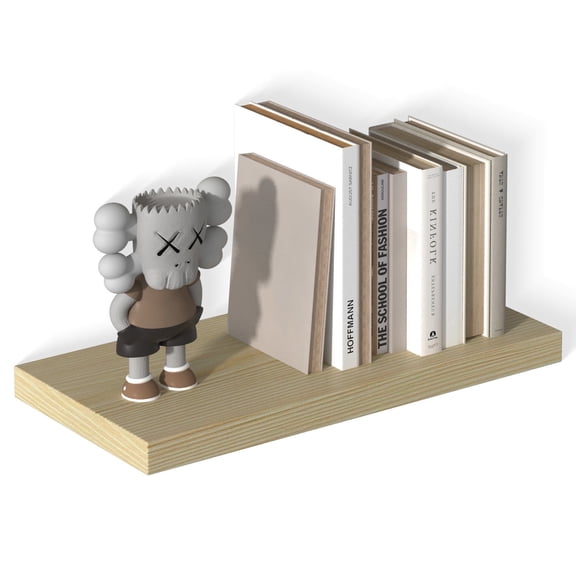 LANDMOK 12 Inch Deep Floating Shelf, 24 x12 Inch Large Wall Mounted Shelf for Kitchen, Bathroom, Living Room, Oak (1 Pack)