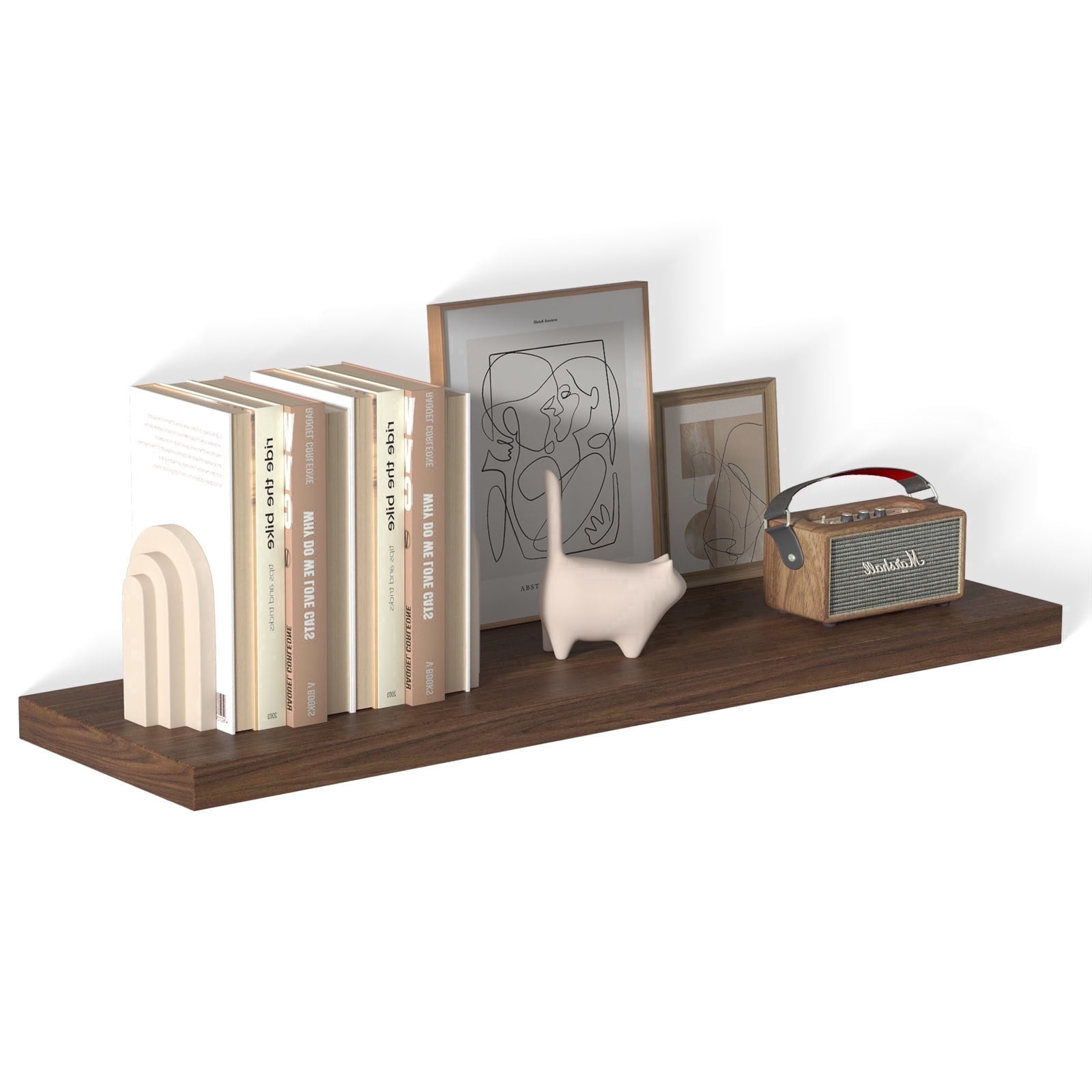 LANDMOK 12 Inch Deep Floating Shelf, 40 x12 Inch Large Wall Mounted Shelf for Kitchen, Bathroom, Living Room, Walnut (1 Pack)