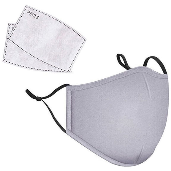 LANDOU Reusable Fabric Face Mask with PM2.5 Filters (Adults, Gray)