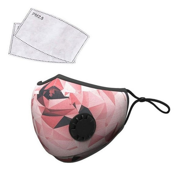 LANDOU Reusable Fabric Face Mask with PM2.5 Filters & External Valve (Adults, Pink Design)