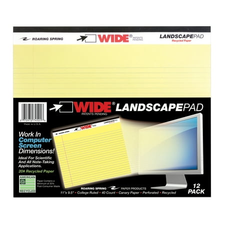 LANDSCAPE PAD CANARY 11"x9.5" COLLEGE RULED WITH MARGIN
