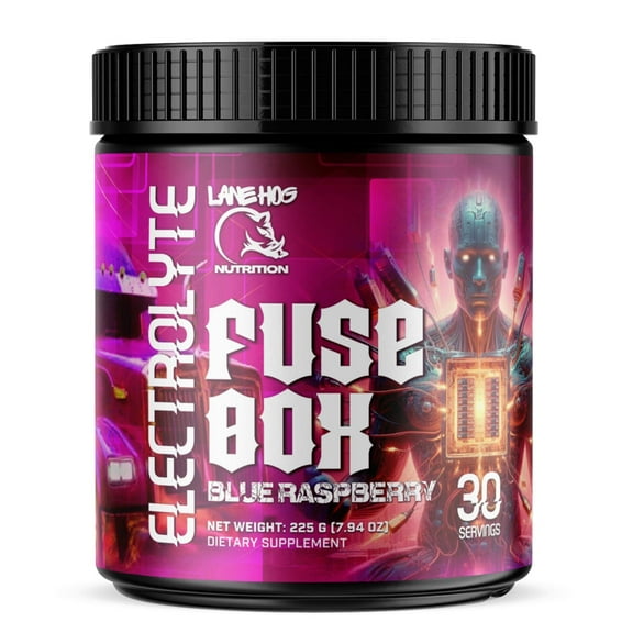 LANE HOG NUTRITION Fuse Box Electrolyte Formula Blue Raspberry, 30 Servings, 7.94 oz