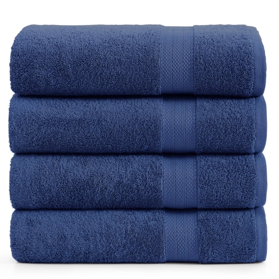 LANE LINEN 4 Piece Bath Sheet Set - 100% Cotton, 35x66 in, XL, Highly Absorbent & Quick-Dry - Navy