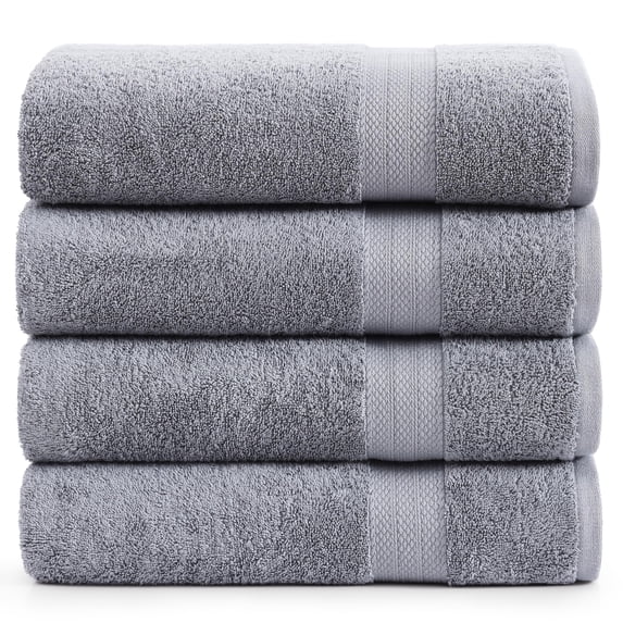 LANE LINEN 4 Pack Bath Towels - 100% Cotton, Soft, Absorbent & Quick-Dry for Everyday Use - Grey